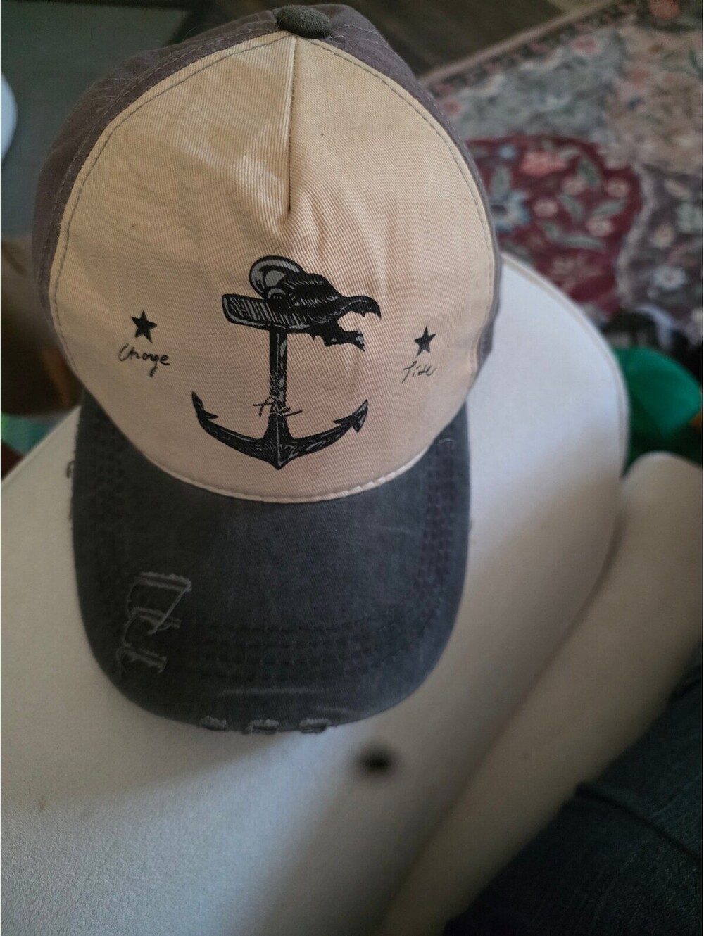 change the tide  Two-Tone Baseball Cap with Anchor Design